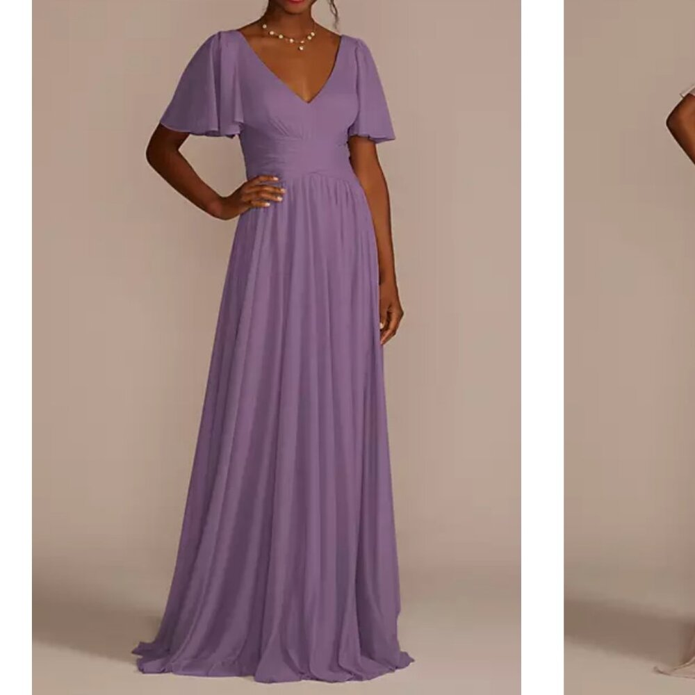 David's Bridal Flutter Sleeve A-Line Dress
